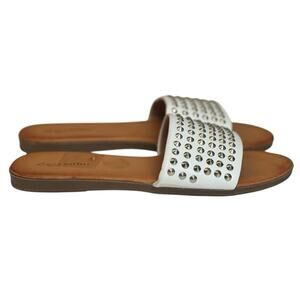 NWOT Zigi Soho Slides - White Faux Leather with Silver Studs - 9